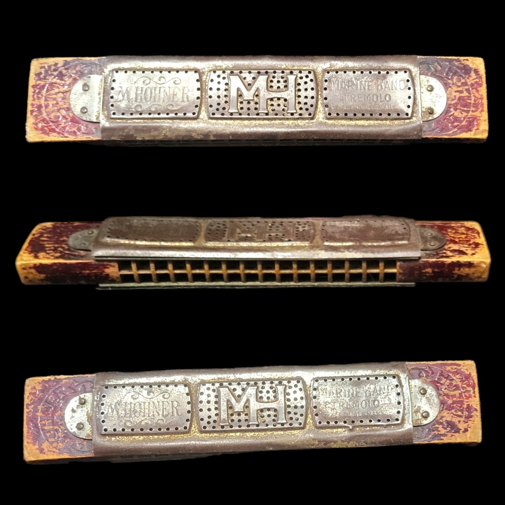 Hohner MS Marine Band Tremolo wooden base HARMONICA Vintage